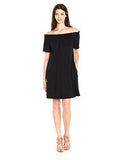 OffTheShoulder Swing Dress, Black, S