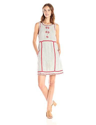 Marini Embroidered Dress, Stripe, Xs