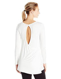 Long Sleeve Drape Back Top, White, XLarge