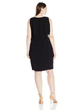 Taylor Dresses Plus Size Double Tier Bodice Stretch Crepe Dress, Black, 18W
