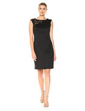 Ellen Tracy Scuba Dress With Lace Detail, Black, 14