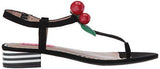 Betsey Johnson Cherry Flat Sandal, Black, 9 M Us