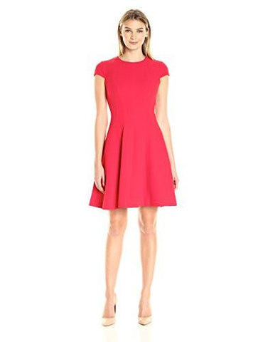 Cap Sleeve Fit And Flare, Red, 6