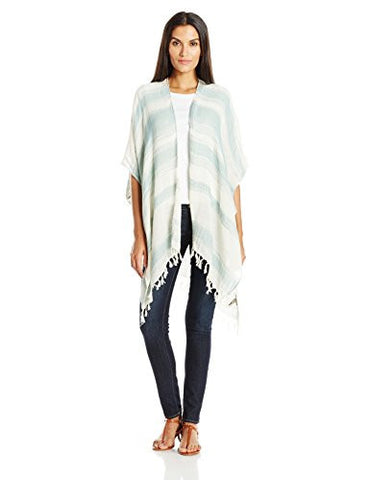 Striation Stripes Ruana, Aquamarine, One Size