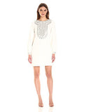 Kapono Long Sleeve Classic Crepe Embellished Dress White Wash 4