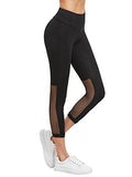 Sweatyrocks Mesh Panel Crop Leggings Yoga Workout Active Jogger Tights Black M