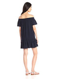 OffTheShoulder Gauze Dress, Navy, 4