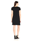 Embroidered TShirt Dress, Black, S