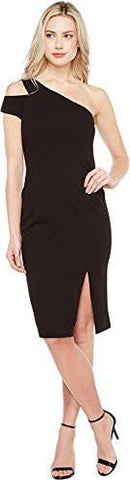 Crepe Scuba One Shoulder, Black, 12