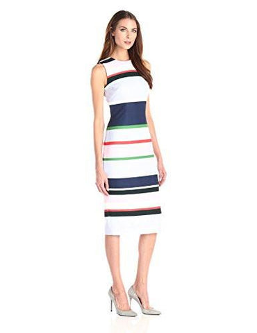 Midi Crepe Dress, Navy Multi, 6