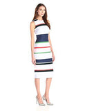 Midi Crepe Dress, Navy Multi, 6