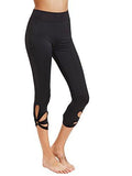 Sweatyrocks High Waisted Cutout Crop Leggings Yoga Workout Active Tights Black L
