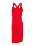 Faux Wrap Midi Dress Red Chili Medium