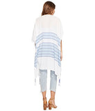 Multi Stripe Ruana With Beads Denim One Size