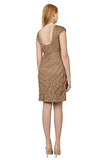 Toffee Soutache Embroidered Cap Sleeve Sheath Cocktail Dress