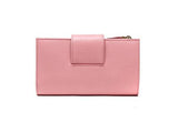 Wiberlux Prada Metal Logo Detail Real Leather Tab Wallet One Size Light Pink