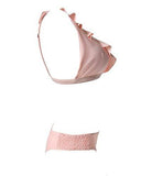 Mooskini Sexy Ruffles Bikini Set Push Up Padding Swimsuit Swimwear L Pink