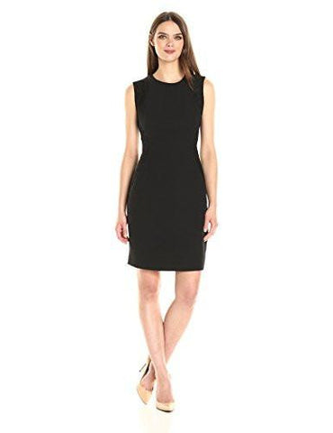 Lace And Crepe Combo Sheath Dress Black 8