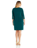 Jessica Howard Plus Size 3/4 Sleeve Shift Dress, Hunter, 14W