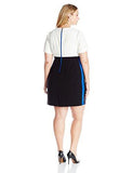 Plus Size Short Sleeve Shift Dress, Black/Ivory, 16W
