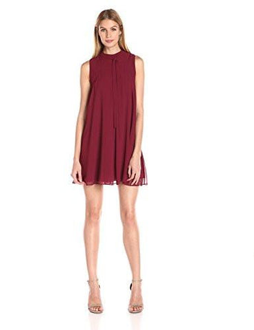 Tieneck Shift Dress Wine Red Large
