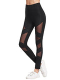 Sweatyrocks Mesh Stretchy Leggings Sports Workout Yoga Active Tights Black S