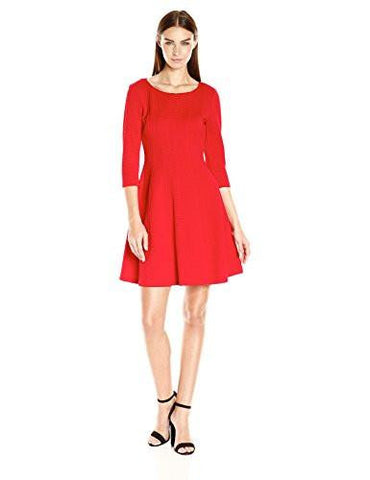 Taylor Dresses Pebble Novelty Jacquard Fit And Flare Dress, Scarlet, 2
