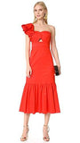 One Shoulder Ruffle Dress, Candy Apple, 4