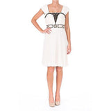 S Chiffon Metallic Embroidered Cocktail Dress BlackIvory 6