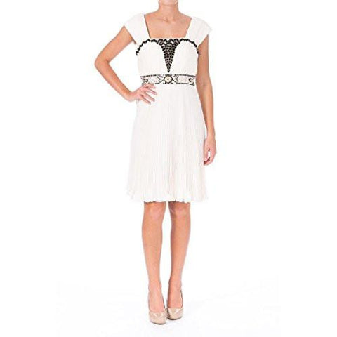 S Chiffon Metallic Embroidered Cocktail Dress BlackIvory 6