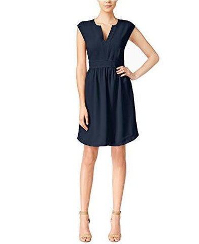 CapSleeve SplitNeck Dress L, Blue Notte