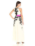 Eliza J Halter Maxi With Pink Sash, Black/Ivory, 4