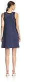Perforated ALine Dress, Navy, 8