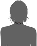 Harlem Black Leather With Oil Slick Heart Choker Necklace, 15.5