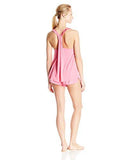 Rayon Knit And Satin Short Set, Pink Flirt, Medium