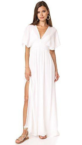 Piana V Neck Maxi Dress, White, L