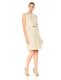 Ellen Tracy Metallic Lace Dress, Gold, 6