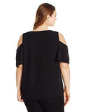 Plus Size Vneck Cold Shoulder Flutter Sleeve Top Black 3X