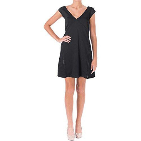 Zipper Double V Cocktail Dress Black Xs