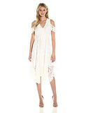 Cold Shoulder Alternative Hem Lace Midi Dress, White, 2