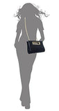 Hoxis Classic Crocodile Pattern Faux Patent Leather Metal Grip Cut It Out Clutch With Shoulder Strap Handbagblack