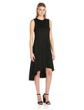 Riel High Low Jersey Knit Dress Black L