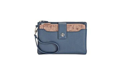 Faux Cork Peekaboo Wristlet Handbag Navy Small