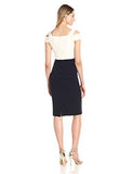 Color Block Crepe Sheath, Cream/Navy, 12