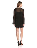 Long Sleeve Pleated Dress Black L