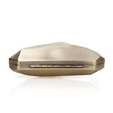 Smoked Gold Colored Alloy Metal Abstract Stone Cut Hardcase Fashion Clutch Shoulder Chain Handbag