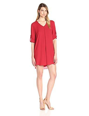 Karen Kane RollUp Sleeve Dress, Tomato, Xs