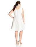 Taylor Dresses PlusSize Fit And Flare Shantung Eyelet, White, 16W