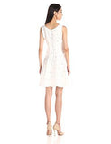V Neck Shantung Eyelet, White, 6
