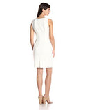 Ellen Tracy Solid Ponte Dress With Detail, Ivory, 8